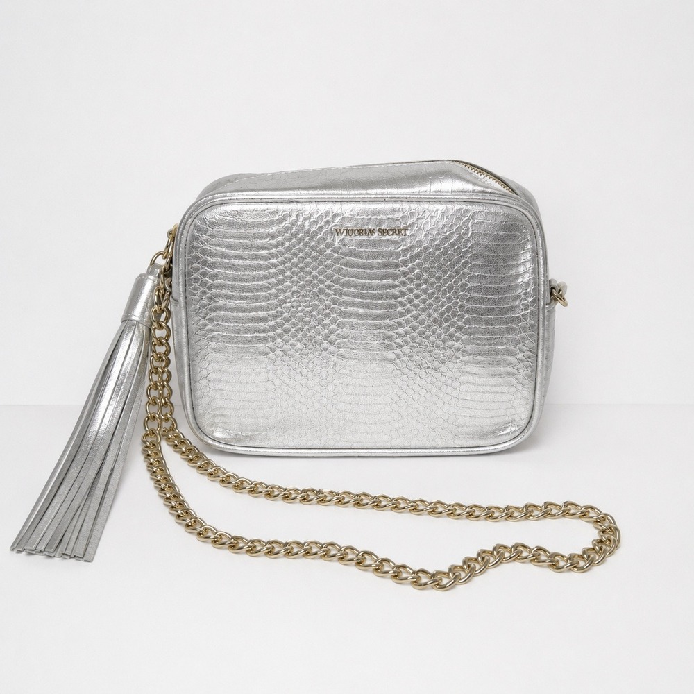 NWT Victoria's Secret Fashion Show Crossbody Bag Metallic Silver MSRP $70